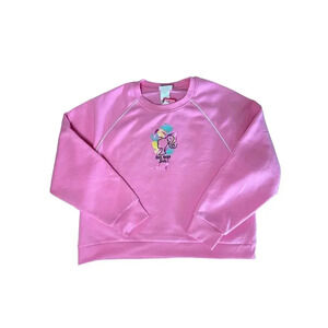 NWT Barbie womens pink sweatshirt with graphics on front and back size large